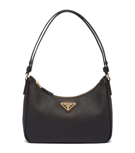 prada brushed leather shoulder bag black|saffiano leather shoulder bag Prada.